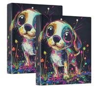 Raccoglitori a tre anelli da 2,5 cm e mezzo con divertente cane beagle con tasche, confezione da 1/2 raccoglitori per lettere (28 x 21,6 cm), 200 fogli, confezione da 2