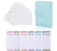 Raccoglitori ad Anelli A6 Money Binder Portadocumenti in Pelle PU Photocard Budget Binder Agenda Delle Spese di Casa per Gestire i Conti e Risparmiare Organizzatore Soldi Quaderno per Budget (Blu)