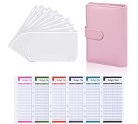 Raccoglitori ad Anelli A6 Money Binder Portadocumenti in Pelle PU Photocard Budget Binder Agenda Delle Spese di Casa per Gestire i Conti e Risparmiare Organizzatore Soldi Quaderno per Budget (Rosa)