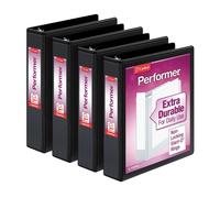 Raccoglitori ad anelli Cardinal Performer a 3 anelli, 1,5"""" senza bloccaggio, anelli a D inclinati, capacit 375 fogli, ClearVue Presentation, an