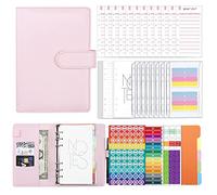 Raccoglitori ad Anelli Money Binder Raccoglitore Notebook A6 Pelle PU Quaderno Porta Soldi,Agenda Porta Soldi Budget Binder Organizzatore Soldi Portadocumenti per Budget (Rosa)