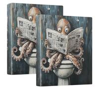 Raccoglitori ad anelli rotondi da 3,8 cm, motivo polpo grande, vintage, per la lettura, il giornale, con portablocco, 1/2 pezzi, con copertina rigida, confezione da 2