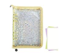 Raccoglitori Carte Libro Adesivi Planner 20 Pagine con Zip e Stella | Raccoglitore Planner A5 Ricaricabile Ufficio, Riunioni, Lettura, Salute Mentale, Studio, Attività, Casa, Pulizia, Giallo