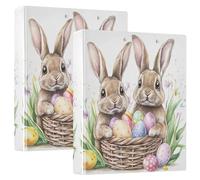 Raccoglitori con coniglietti pasquali, 3,8 cm, 3 anelli, 200 fogli, grazioso quaderno ad anelli rotondi, 31,5 x 27 x 6 cm, 1 confezione