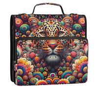 Raccoglitori con stampa leopardata tie dye da 3,8 cm, 3 anelli con cerniera, organizer per scuola media, con tracolla, porta fogli