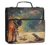 Raccoglitori da 1 1/2 pollici 3 anelli spazio astronauta raccoglitore con cerniera organizer per la scuola con tracolla in tessuto cartella portafoglio con manico