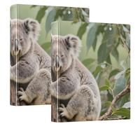 Raccoglitori da 1 e 1/2 pollici, 3 anelli, koala con tasche, confezione da 2 raccoglitori da ufficio, 200 fogli