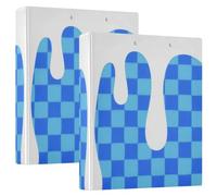 Raccoglitori da 1 e 1/2 pollici a 3 anelli blu a quadri con copertina tascabile, confezione da 2 forniture per ufficio, 200 fogli