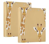 Raccoglitori da 1 e mezzo pollice 3 anelli Cartoon semplice retrò giraffa con appunti confezione da 2 raccoglitori assortiti con copertina rigida