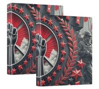 Raccoglitori da 1 e mezzo pollice con anelli rotondi per il giorno del lavoro, colore rosso e nero, con tasche, confezione da 2 raccoglitori estetici con copertina rigida