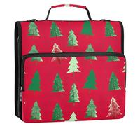 Raccoglitori da 3,8 cm con 3 anelli resistenti per albero di Natale invernale con cerniera rossa, organizer con tracolla, borsa per scuola media, cartellina con manico