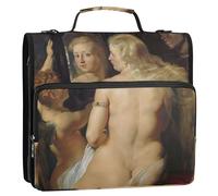 Raccoglitori da 3,8 cm con 3 anelli resistenti Rubens Art Venus Mirror Painting Zip Up Raccoglitore Organizer School Raccoglitore Borsa con Tracolla Grandi Multi Tasche Grande Cartella Portfolio