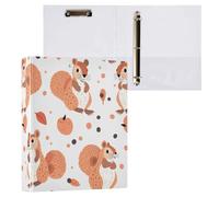 Raccoglitori disegnati a mano, motivo scoiattolo a pois color pesca arancione 1 e 1/2 pollici, raccoglitore a 3 anelli con tasche interne, confezione da 2 forniture per ufficio, 200 fogli