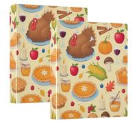 Raccoglitori per il Ringraziamento Turchia Giallo 1 e Mezzo Pollice 3 Anelli con Clip Antiscivolo, Raccoglitore Decorativo Simpatico Raccoglitore di Base per Scuola Forniture per Ufficio, Confezione