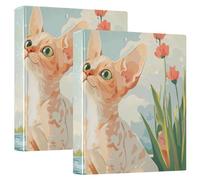 Raccoglitori per notebook da 1-1/2 pollici a tre anelli cartone animato Devon Rex Cats River con copertina tascabile, confezione da 2 raccoglitori per ufficio, 200 fogli
