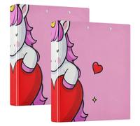 Raccoglitori per notebook da 1 e 1/2 pollici 3 anelli divertenti cartoni animati cuore animale unicorni con appunti confezione da 2 forniture per ufficio copertina rigida