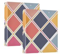 Raccoglitori per notebook da 1 e 1/2 pollici Anelli rotondi Colore geometrico astratto con appunti Confezione da 2 forniture per ufficio copertina rigida
