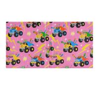 Raccoglitori per quaderni a tre anelli con tasche interne, 1 confezione da 200 fogli, motivo camion arancione e verde, rosa fulmine