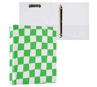 Raccoglitori per quaderni da 1-1/2 pollici a tre anelli verde chiaro e bianco a quadri con copertina tascabile, 1 confezione da 200 fogli