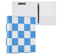 Raccoglitori per quaderni da 1,2 cm e mezzo a tre anelli, blu e bianchi, con copertina tascabile, confezione da 1 raccoglitore per ufficio con copertina rigida