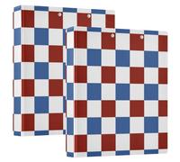 Raccoglitori per quaderni da 1 e mezzo pollice a 3 anelli plaid rosso e blu 4 luglio Giorno dell'indipendenza con tasche interne Confezione da 2 forniture per ufficio 200 fogli