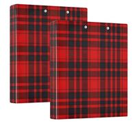 Raccoglitori per quaderni da 1 e mezzo pollice a tre anelli vintage a quadri di bufalo rosso con appunti confezione da 2 raccoglitori per ufficio con copertina rigida