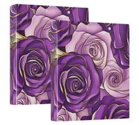 Raccoglitori per quaderni da 1 e mezzo pollici, 3 anelli, viola, rosa, con tasche, confezione da 2 raccoglitori assortiti, 200 fogli