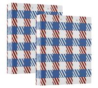 Raccoglitori per quaderni da 1 e mezzo pollici a tre anelli plaid rosso e blu 4 luglio Giorno dell'Indipendenza con Appunti Confezione da 2 Raccoglitori da ufficio Copertina rigida