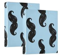 Raccoglitori per quaderni da 1 e mezzo pollici con anelli rotondi con barba blu fumetto con copertina tascabile, confezione da 2 raccoglitori per ufficio con copertina rigida