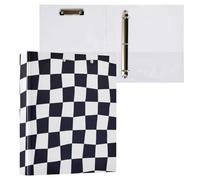 Raccoglitori per quaderni da 2,5 cm e mezzo, a tre anelli, bianco e nero, a quadretti, con tasca e copertina rigida, 1 confezione da 1 pezzo