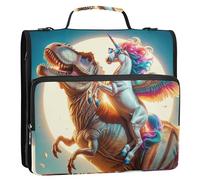 Raccoglitori personalizzati a 3 anelli da 3,8 cm con anello a D Dino unicorno carino cerniera raccoglitore organizer con manico raccoglitore con tracolla per la scuola