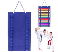 Raccolmo per la Cintura di Karate 25x14 12 Arti Marziali/Display a Cinghia di Taekwondo con Supporto per Lo stoccaggio Multiuso in Feltro sospeso per rollio in Vinile e Altro, Blu