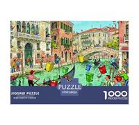 Raccolta dei rifiuti con barca a Venezia al mattino Puzzle in Legno Impermeabile Puzzles Da 1000 Pezzi Per Adulti Divertenti Giochi Educativi