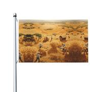 Raccolta del grano Bandiera stampata a doppia faccia (91,4 x 152,4 cm), grande bandiera da giardino, bandiera decorativa per esterni festivi