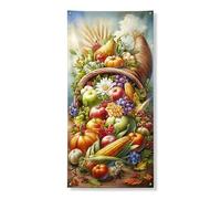 Raccolta di frutta copertura porta banner decorativo, cestino colorato decorazione porta d'ingresso, per interni ed esterni, forniture per il Ringraziamento autunnale 91 x 183 cm