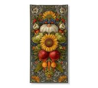Raccolta di frutta copertura porta banner decorativo, design floreale vintage con girasoli e uva, decorazione autunnale stagionale per esterni 91 x 182 cm