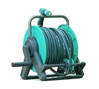 Raccolta Tubi， Supporto for avvolgitubo da 30 m/100 Piedi da 1/2'' con Guida for Tubo, Carrello for avvolgitubo da Giardino con Staffa di Montaggio, con ugello spruzzatore a 10 getti
