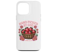 Raccolto a mano da Dio Carino Fragola Bibbia Verso Giovanni 15:16 Custodia per iPhone 13 Pro Max