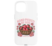 Raccolto a mano da Dio Carino Fragola Bibbia Verso Giovanni 15:16 Custodia per iPhone 15