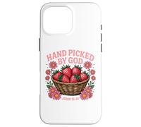Raccolto a mano da Dio Carino Fragola Bibbia Verso Giovanni 15:16 Custodia per iPhone 16 Pro Max