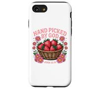 Raccolto a mano da Dio Carino Fragola Bibbia Verso Giovanni 15:16 Custodia per iPhone SE (2020) / 7/8
