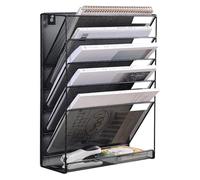 Raccolto di file montato a parete, display mezzina 5 livelli libreria montata grande capacità, supporto per piccoli articoli, facile da installare, ufficio, studio, camera letto, box organizzatore