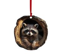 Raccoon Acrylic Christmas Pendant - Decorative Owl Ornament for Tree Hanging, Transparent 2D Design | Stylish Festive Decoration for Bedroom, Living Room, Garden, Ceiling, and Indoor Seasonal Displays