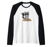 Raccoon AMA i Biscotti Maglia con Maniche Raglan