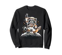Raccoon Astronaut On The Moon with Rocket Retro Space Iconic Felpa
