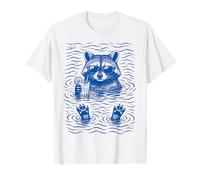 Raccoon Bath Water Swimming Ripples Cool Raccoon Face Maglietta