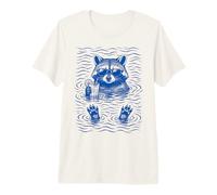 Raccoon Bath Water Swimming Ripples Cool Raccoon Face Maglietta Premium