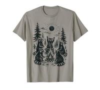 Raccoon Bonfire Moon Forest Gothic Campfire Maglietta