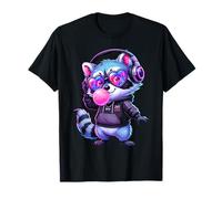 Raccoon Bubblegum con Occhiali da Sole DJ Cuffie Cool Animal Maglietta