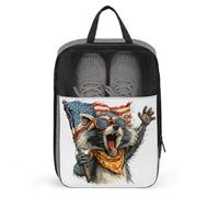 Raccoon che indossa occhiali da sole con bandiera americana borsa per scarpe da viaggio per uso quotidiano anti-polvere custodia per scarpe da golf